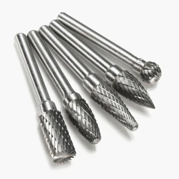 

5 Pcs Tungsten Carbide Burr 1/4 6mm Rotary Cutter Files Kit CNC Engraving 10mm