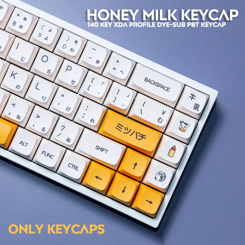 メカニカルキーボード用のミニマリストホワイトハニーミルクpbt