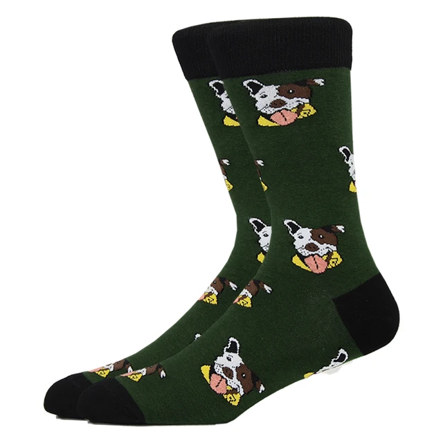 Fashion Men Happy Socks Combed Cotton Cartoon Animals Dog Cat Large Size Casual Women Cute Funny Harajuku Socks Colorful HK11051-4