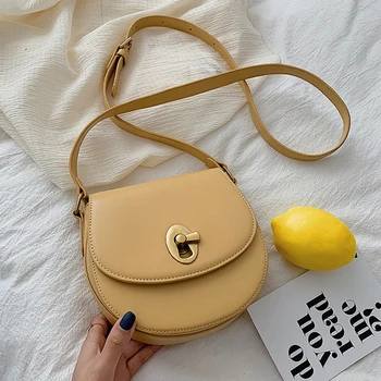 

High Quality Women's Shoulder Bags Retro Chic Lock Crossbody Bags for Women Simple Design Pu Leather Solid Ladies Messenger Bag