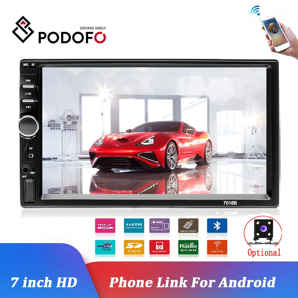 Podofo Автомагнитола 2Din 7 "HD Автомобильный мультимедийный плеер аудио стерео сенсорный экран авто MP5 плеер Bluetooth TF USB FM камера|Мультимедиаплеер для авто|   | АлиЭкспресс