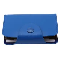 Blue Unisex Business Card Holder Bag Unisex PU Leather Card Wallet Men Women Mini Bank Credit Card Passport Holder Wallet 6 Choices - Color: Blue