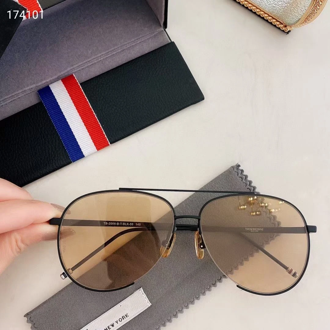 New THOM Brand Fashion Sunglasses Vintage Oval Double-beam Pilot Frog-shaped Men's Women's UV Protection Glasses Driving Gafas