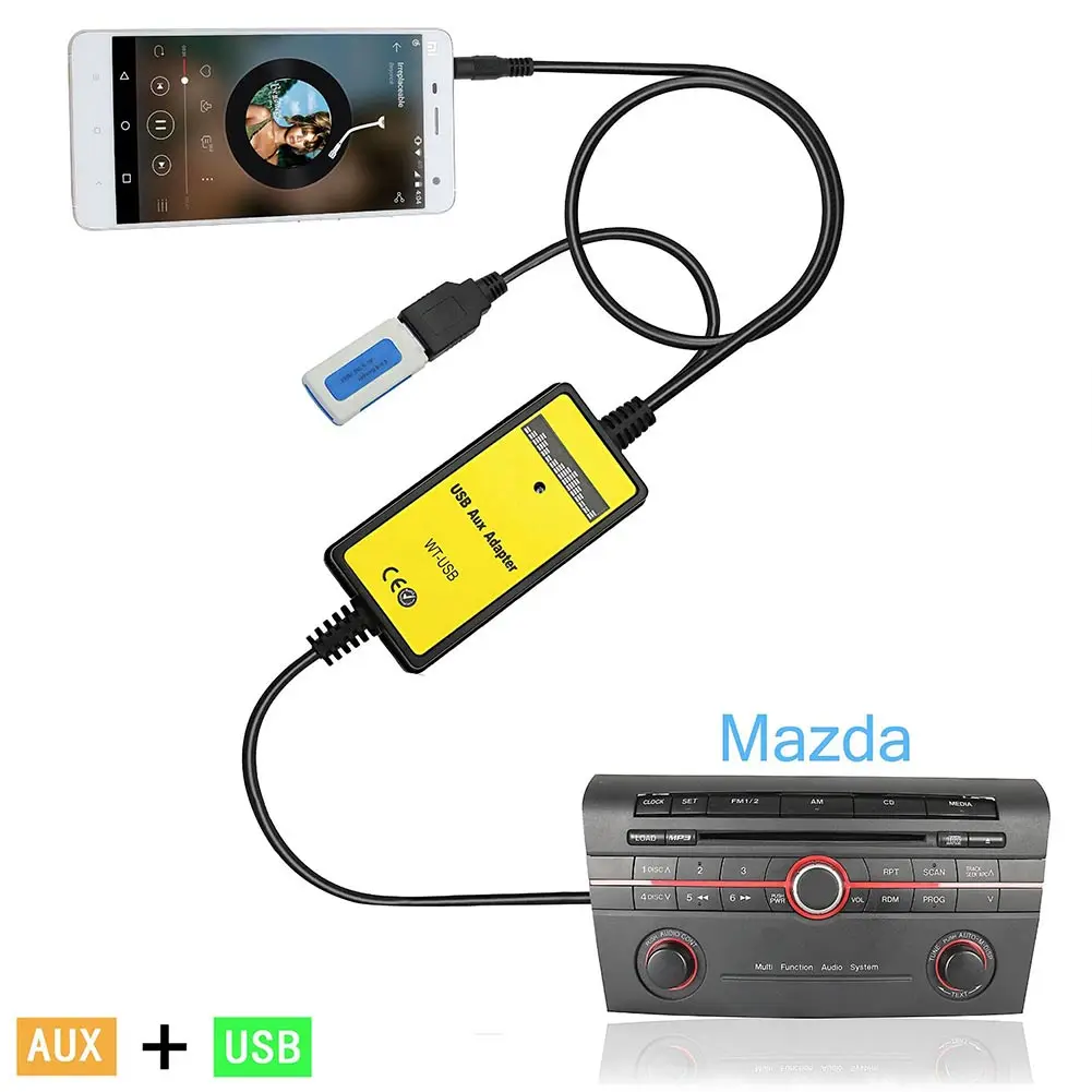 Автомобильный USB Aux-in адаптер аудио кабель MP3 плеер входной интерфейс для Miata RX8