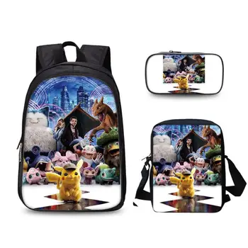 

School Bag Set Cartoon Anime Pokemon School Backpack for Girls Boys Orthopedic Kids Schoolbag Pikachu Bookbags