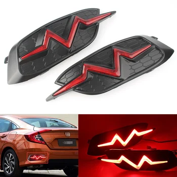 

1 Pair For Honda Civic 2016 2017 2018 Red Heartbeat Rear Bumper Turn Signals Light LED Brake Tail Stop Lamp Trunk Lights