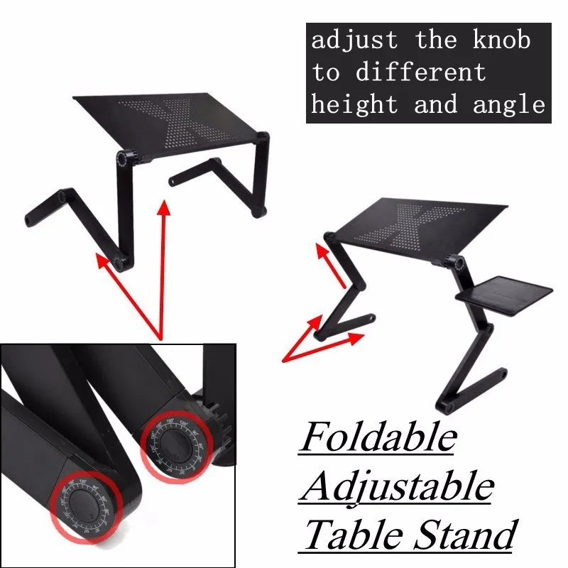 Черный портативный складной регулируемый складной стол для ноутбука Настольный компьютер Mesa Para подставка для ноутбука поднос для дивана-кровати