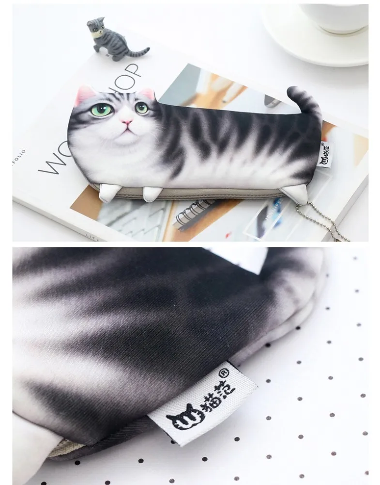 Kawaii Новинка моделирование мультфильм пенал с изображением кота мягкая ткань пенал школьные канцелярские ручки сумка подарок для девочки мальчик студенческий инструмент