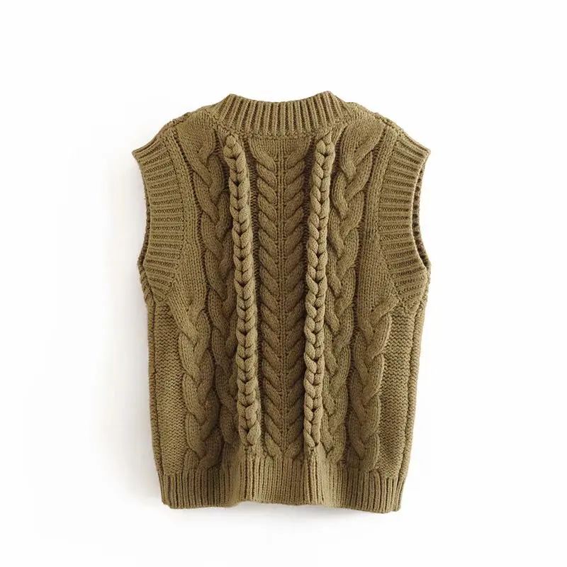 Женский зимний свитер из восьми нитей жилет 2019 Модный женский зеленый однотонный