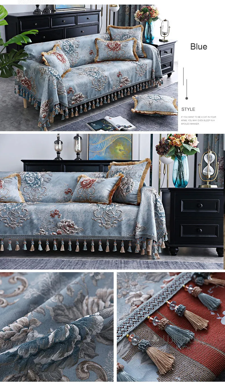 Luxury Jacquard Tassels Sofa Bed Cover Towel Couch Covers Throw