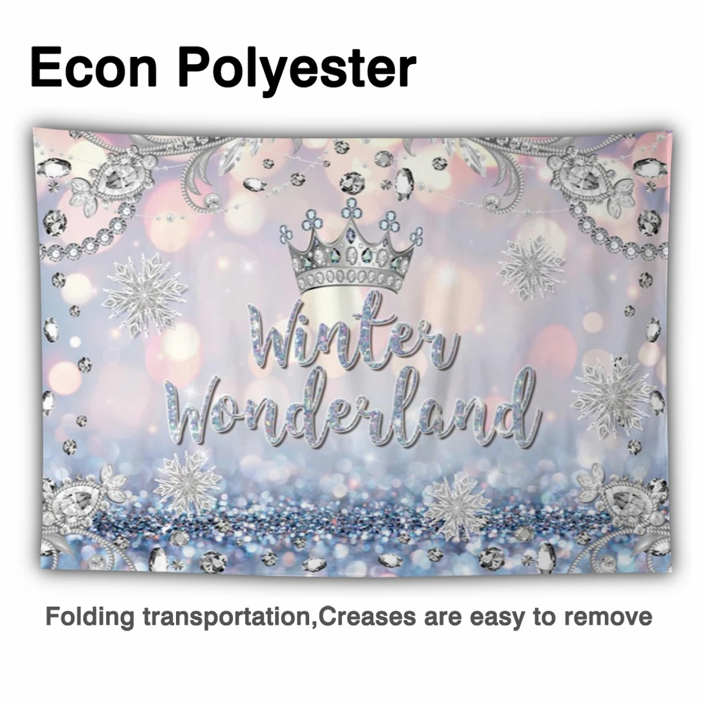 Silver Glitter Snowflake Winter Wonderland Banner & Snowflake Banner-  Winter Won