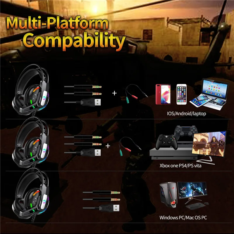 A12 Gaming Headphone 7.1 Channel Stereo Headset with Microphone Noise Cancelling Earphone for PS4/Laptop/PC Tablet Game Headset