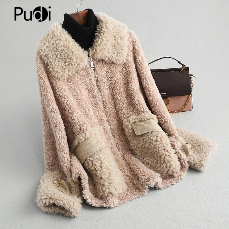 PUDI A59404 женские зимние короткие ботинки из натуральной шерсти пальто с мехом Зимние теплые пальто на молнии женские из натуральной кожи с мехом, куртка, пальто