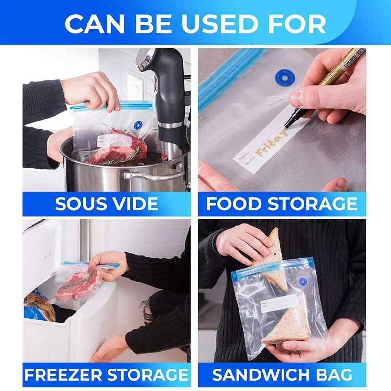 Sous Vide сумки многоразовые-30 многоразовые Sous Vide сумки+ Sous Vide зажимы, Sous Vide мешок герметик, вакуумный ручной насос-многоразовые мешки для хранения