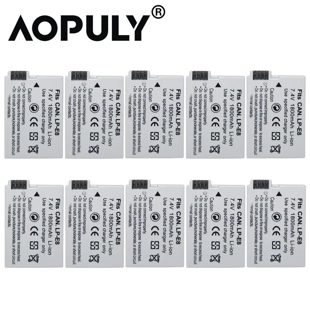 4 шт. LP-E8 LPE8 LP E8 Аккумулятор для камеры Bateria Аккумулятор AKKU+ ЖК-Зарядное устройство USB для Canon EOS 550D 600D 650D 700D Rebel X4 X5 X6i X7 - Цвет: 10 pcs battery
