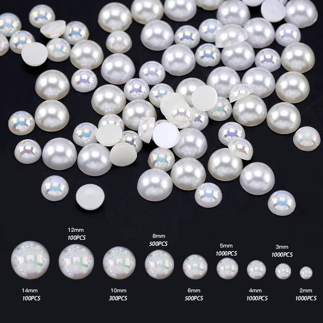 White Ivory Beige 2/3/4/6/8/10mm-25mm all sizes Imitation Pearl ABS Plastic  Half Round Loose Bead For Nail Art DIY Craft Garment - AliExpress