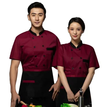 

Unisex Restaurant Kitchen Cooking Chef Work Uniforms High Quality 2020 Cafe Food Service Hotel Waiter Overalls Jackets