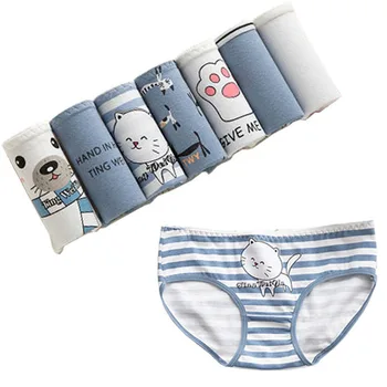 

7Pcs/Lot Women Panties Cotton Underwear Cute Printed Sexy Lingeries Cueca Shorts Underpant girls cute Brifes New