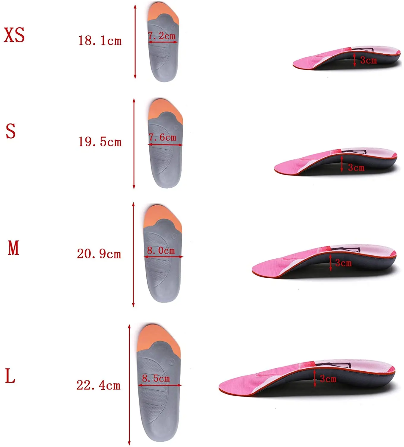 3/4 Arch Support Insoles Comfortable Orthotics Insert Suitable for Heel Pain,Flat Feet,lantar Fasciitis,Arch or Foot Fatigue