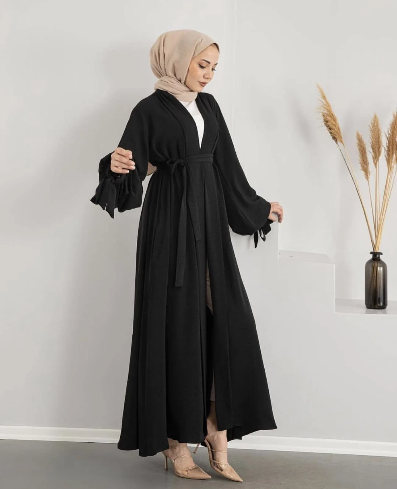 Рамадан Abayas для женщин кимоно кардиган открытая абайя Дубай атласная ткань