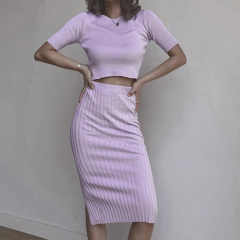two piece skirt and top knitted