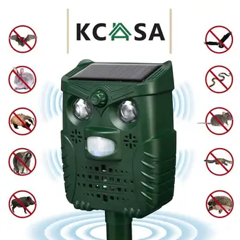 

KCASA Outdoor Solar Ultrasonic Animal Control Garden Use Flashing Bats Birds Dogs Cats Repeller Repellent Keep Animals Away
