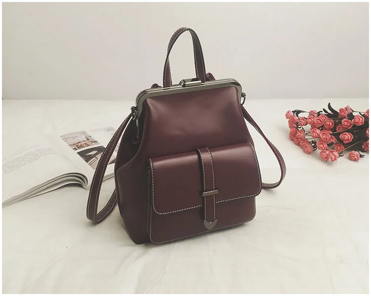 LEFTSIDE бренд ретро рюкзак с застежкой из искусственной кожи женский рюкзак школьные сумки для девочек-подростков роскошные маленькие рюкзаки - Цвет: Red Backpacks