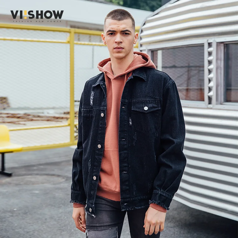 VIISHOW винтажные рваные джинсовые куртки 2018 Мужская джинсовая куртка с дырками в