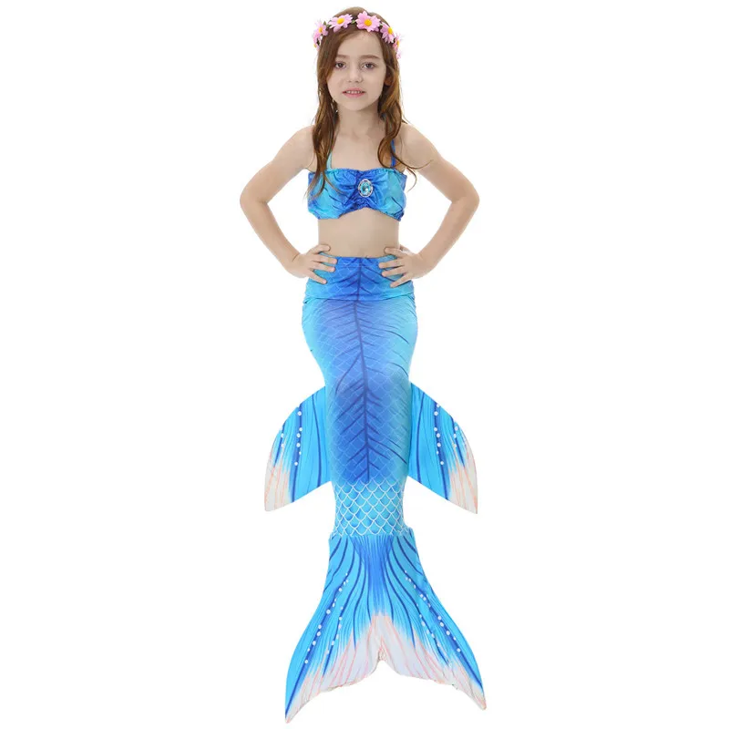 sexy halloween costumes for women Kids Girls Swimming Mermaid Tail Mermaid Costume Cosplay Children Swimsuit Fantasy Beach Bikini Can Add Monofin Fin Halloween anime dress