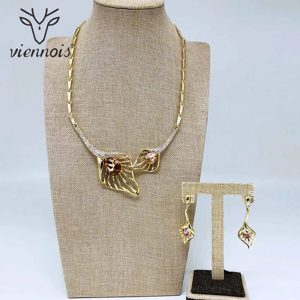 Viennois новый золотой цвет Кристалл Стразы набор украшений для женщин