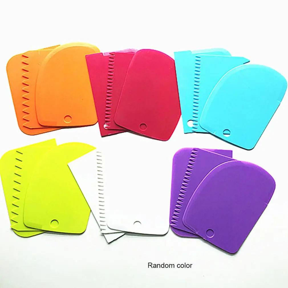 

3pcs Colour Butter Scraper Pastry Butter Cake Cookie Scraper Cutter Bake Cream Decor DIY Plastic Kitchen Tool