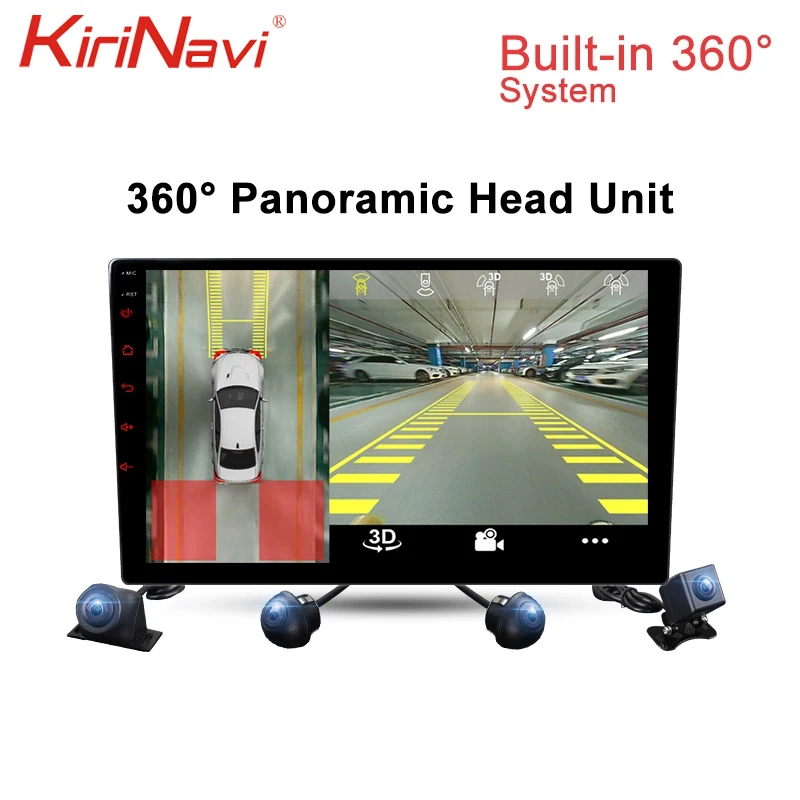 KiriNavi 360 ° Панорама 4×AHD 2 Din Android 7,1 Автомагнитола Универсальный Автомобильный мультимедийный плеер DVR Передняя Задняя правая камера wifi gps