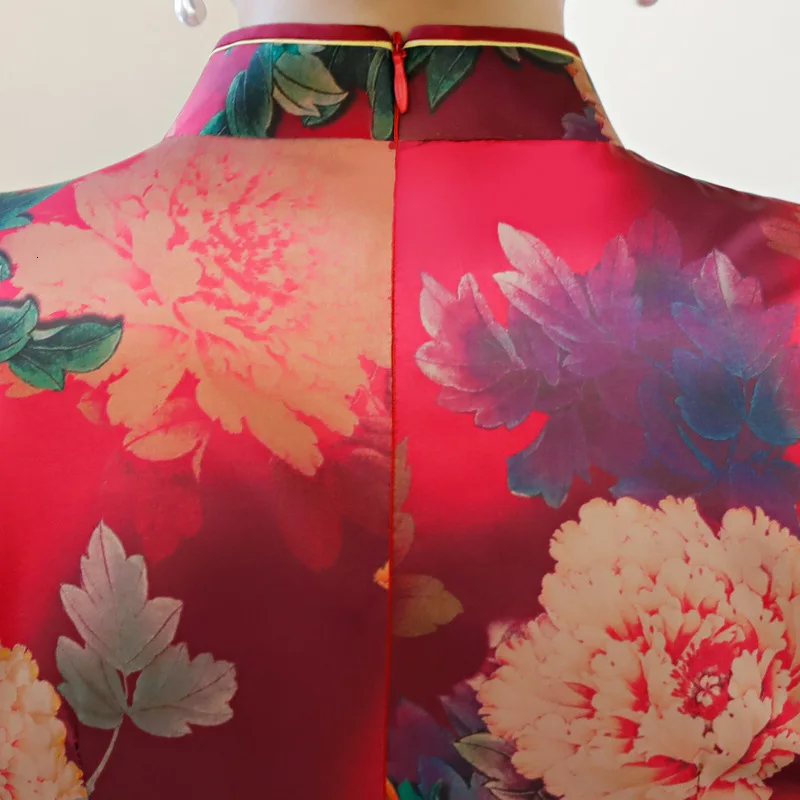 Sheng Coco китайское платье красное элегантное Cheongsam Длинные платья Вечерние с цветочным принтом вечерние Qipao M-4XL размера плюс женская одежда