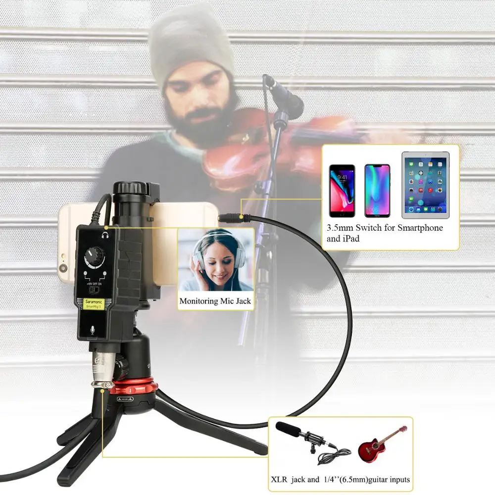Предусилитель микрофона Saramonic XLR для караоке аудиоадаптер Apple iPad iPhone 8 7 6 Plus