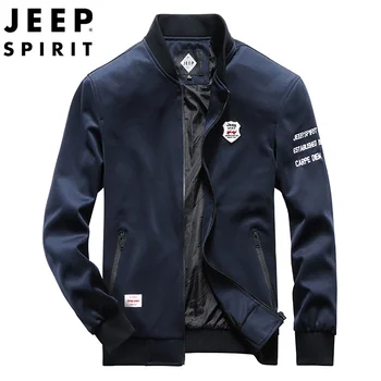 

JEEP SPIRIT Autumn Jacket Men Baseball Jacket Fashion Casual Print Letter Coat Men Plus Size M-4XLThin Mens Jackets And Coats