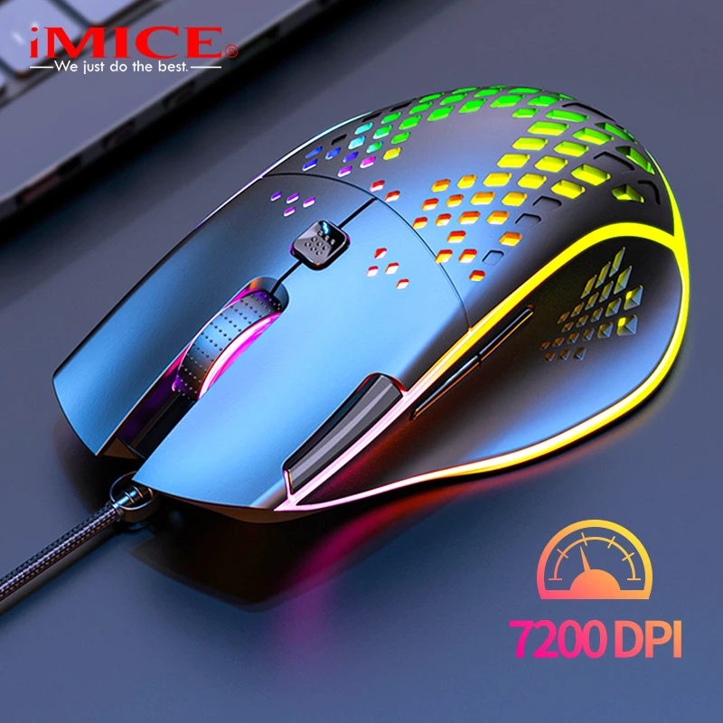 iMice Wired Gaming Mouse Ergonomic LED USB Computer Mouse Optical Sensor 7200 DPI RGB Mice 7 Buttons Mause Gamer for PC Laptop
