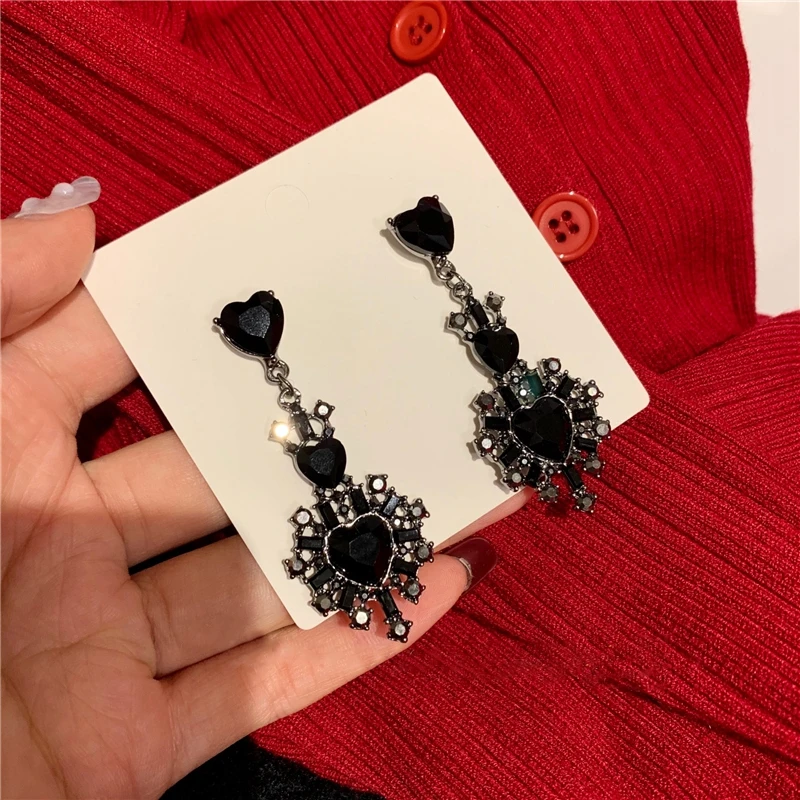 Dangle Earrings Drop Earrings Crystal Earrings Statement Barque Style Mixed Crystal Heart Dangle Earrings