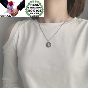 

OMHXZJ Wholesale HA96 European Fashion Fine Woman Birthday Party Gift Vintage Hexagram 100% 925 Sterling Silver Pendant Necklace