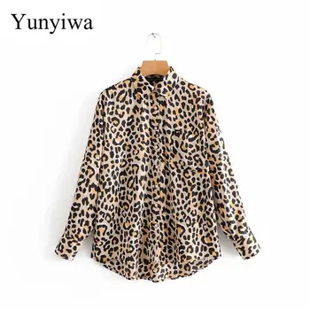 

Women Vintage Sexy Leopard Printing Casual Loose Smock Blouse Shirt Women Long Sleeve Chic Blusas Kimono Femininas Tops