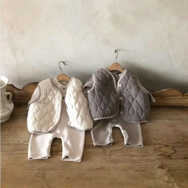 Winter Newborn Clothes Solid Color Vest Baby Girls Boys Thicken Warm Waistcoat Kid Outerwear Children Teens Cotton Jackets