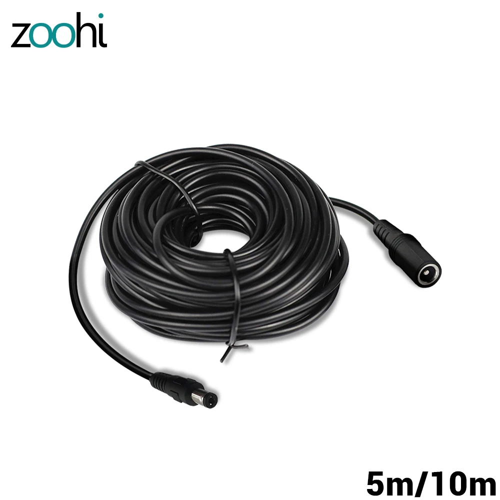 Zoohi 5M 10M Cable de extensión de alimentación 5,5mm x 2,1mm DC Cable estándar para la cámara de seguridad CCTV