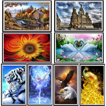 

Pintura redonda de diamante 5D DIY Kit de punto de cruz patrón de mosaico pinturas decorativas para hogar recién llegados