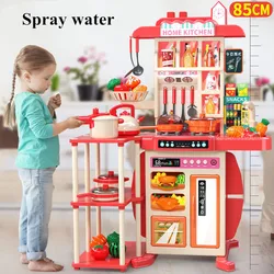 Maison de jeux pour enfants 85cm, ensemble d'ustensiles de cuisine, Spray pour garçons et filles, Mini jouet de cuisine, Simulation de Table à manger 