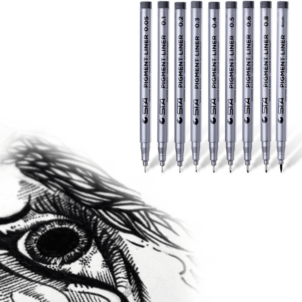 9 шт. Премиум мягкий Fineliner комиксов ручки кисти иглы Искусство Набор для рисования подписи водонепроницаемый lnk