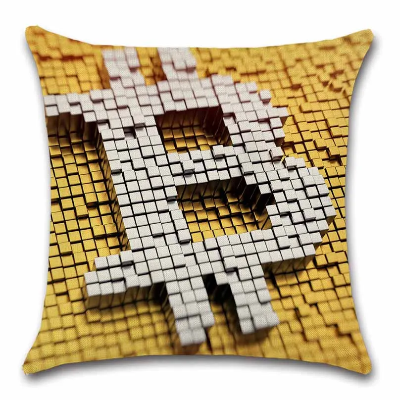 Bitcoin art из хлопчатобумажной ткани с узором Чехлы для подушек украшение домашнего софа, кресло, сидение, автомобиль друг, офисное сиденье подарок бросок наволочка