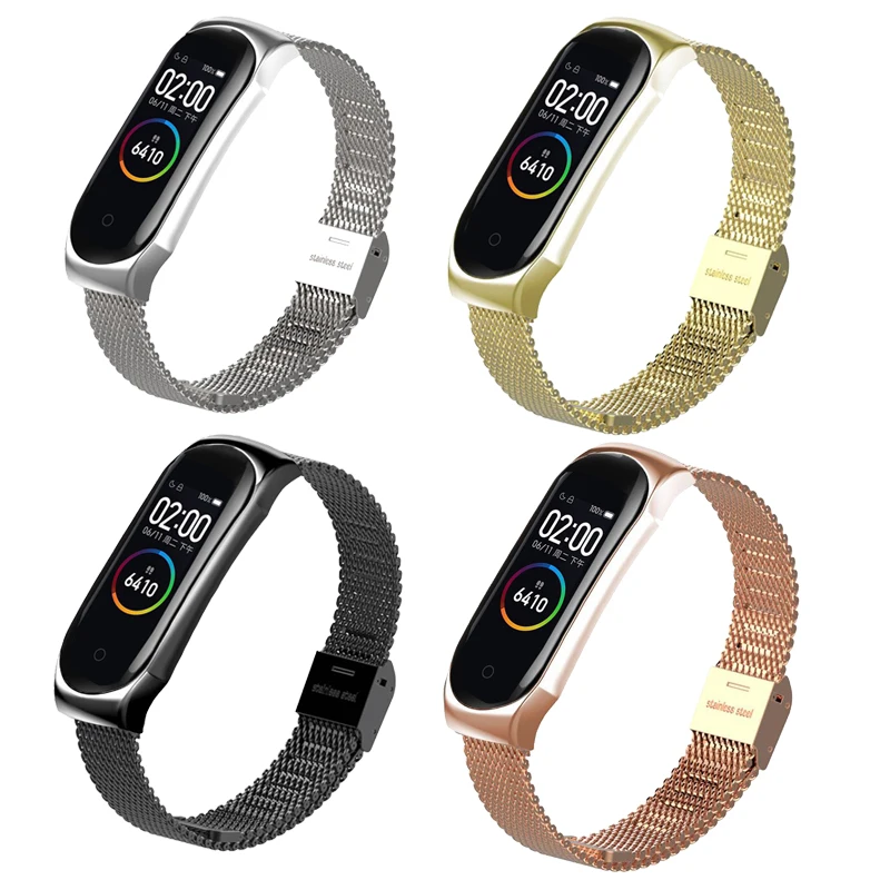 Новый металлический ремешок на запястье для Xiaomi Mi Band 4 из нержавеющей стали