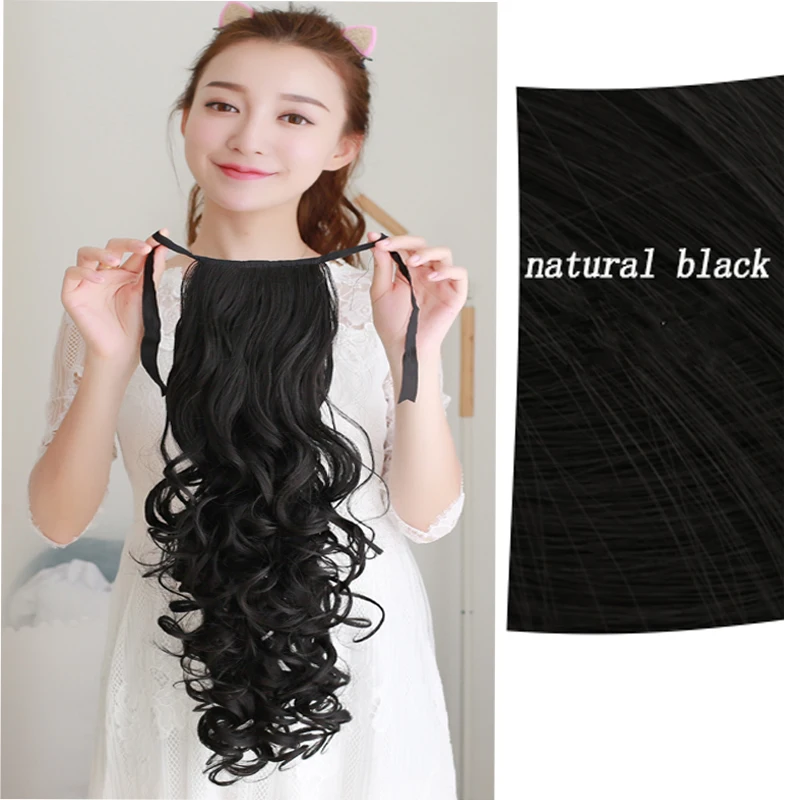 Wave Curls Extended Long Ponytail Clip Curly Long Hair Ponytail Wig Wig Heat-Resistant Synthetic Hair Clip Headwear 55Cm