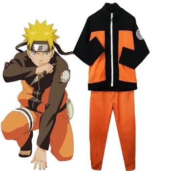 

Anime Naruto Shippuden Naruto Uzumaki Cosplay Costume Ninja Uniform Orange Casual Jacket Sportswear Halloween Performance Wear