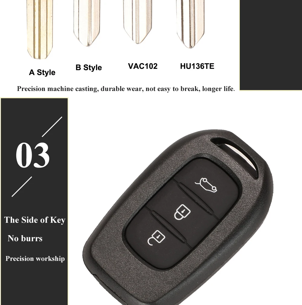 Keyforkess 3NTN chiave a distanza per auto 433MHz 4A PCF7961M per Renault Symbol Logan Sandero Dacia Lodgy Dokker Duster VAC102 HU136te - Hd9e492440edf412b82418b3c6bb2a82b4