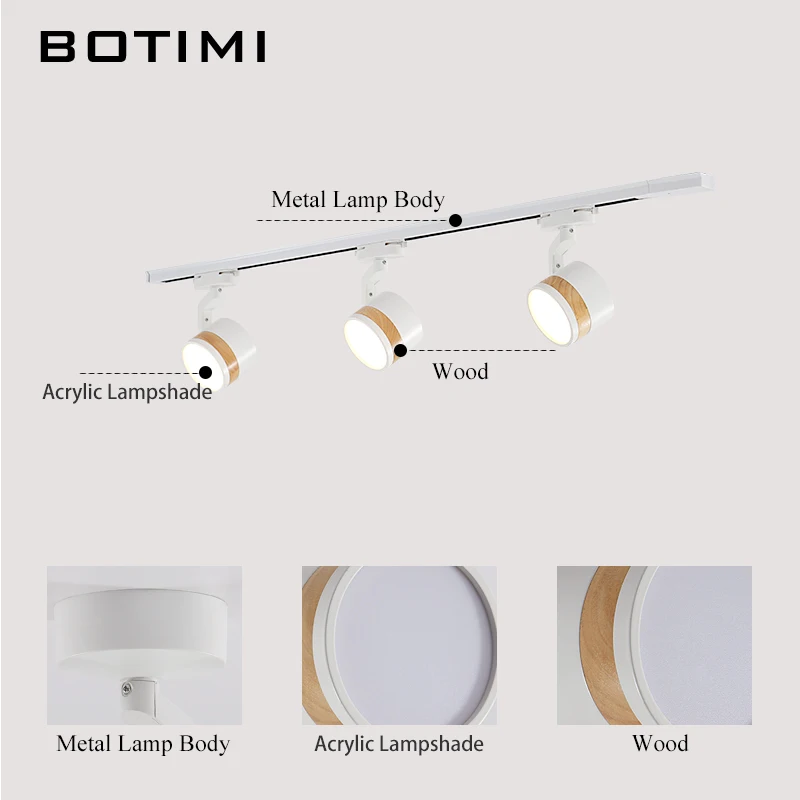 BOTIMI 220V светодиодный потолочный светильник с дорожкой для гостиной, черный Регулируемый офисный потолочный светильник